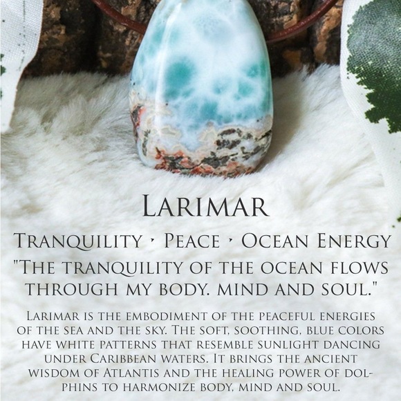 🌸 LARIMAR STONE NECKLACE BOHO PENDANT 925 GEMSTONE CHIC NATURAL COTTAGECORE - Picture 4 of 9